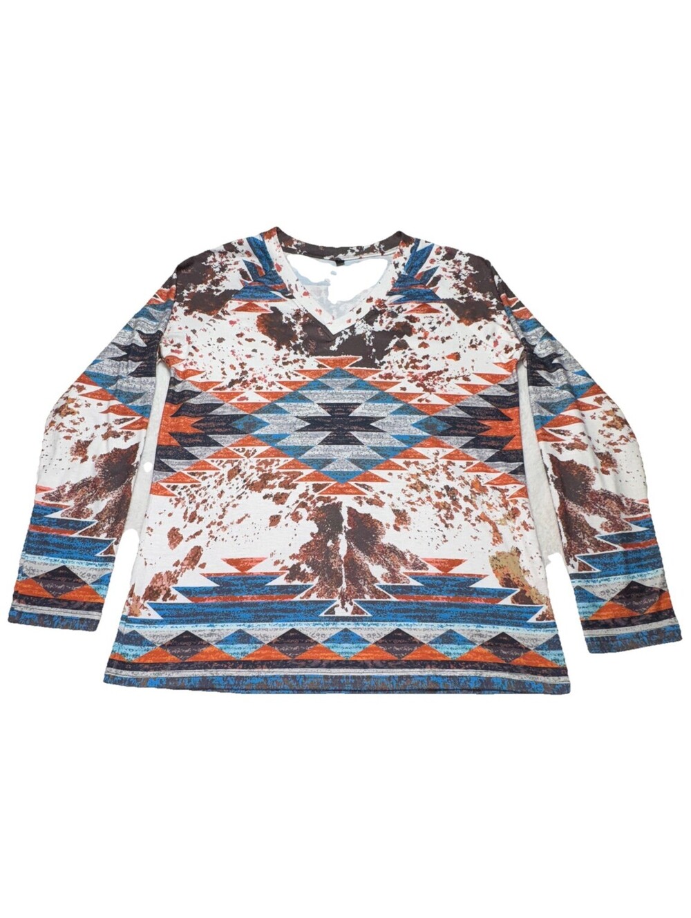 Long Sleeve Top Women's Size Medium Geometric Pattern EUC